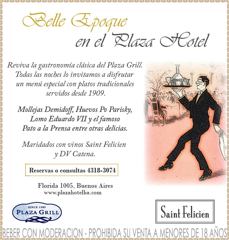 Todos los días en el #PlazaGrill! <a href="/PlazaRest/">PlazaHotelRestaurant</a> <a href="/Dgabrielmazzeo/">DonatoMazzeo</a> <a href="/CatenaMalbec/">Catena</a>