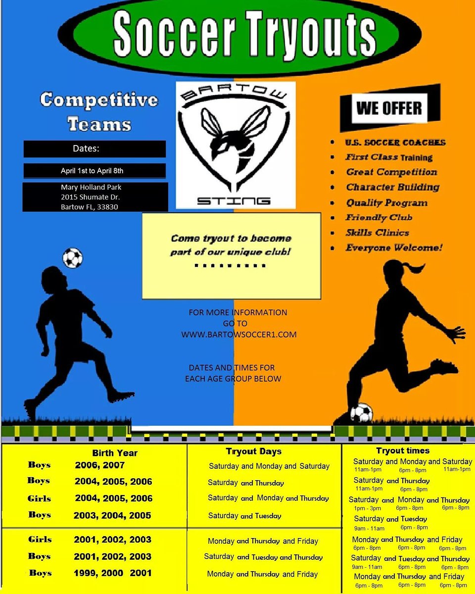 Bartow sting competitive tryout