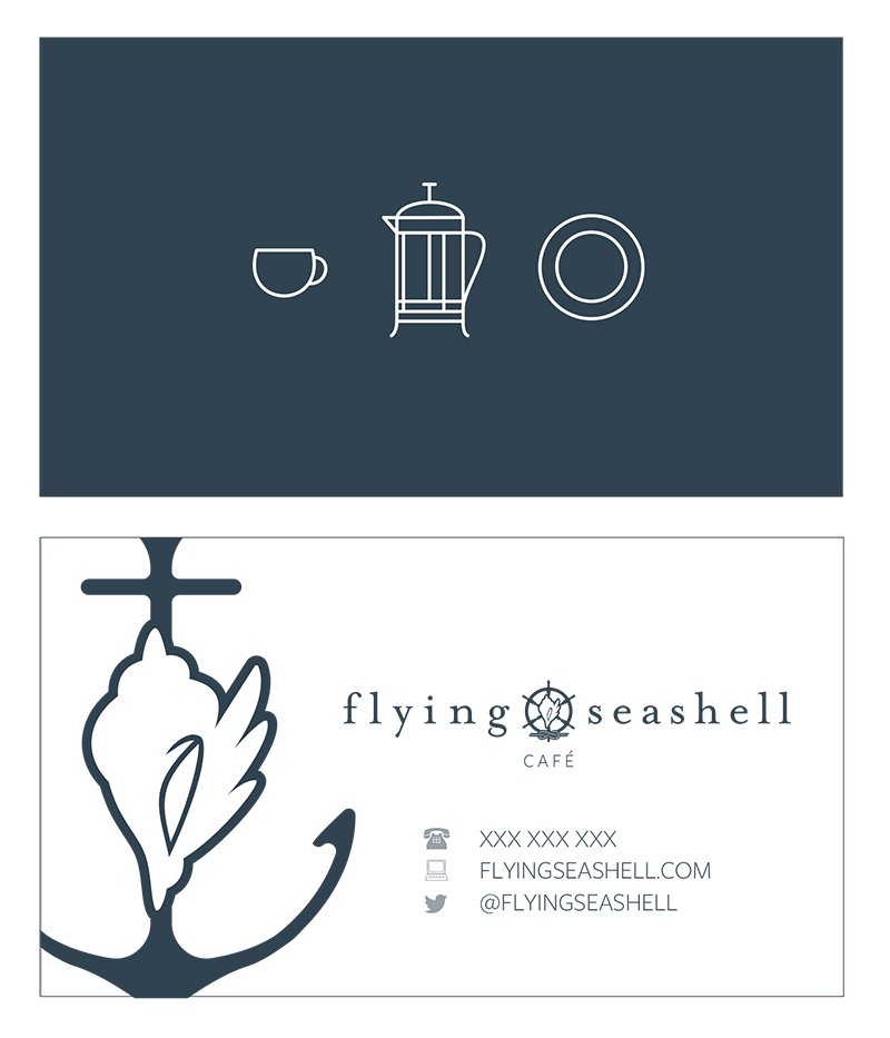 business card designs for flying seashell! 