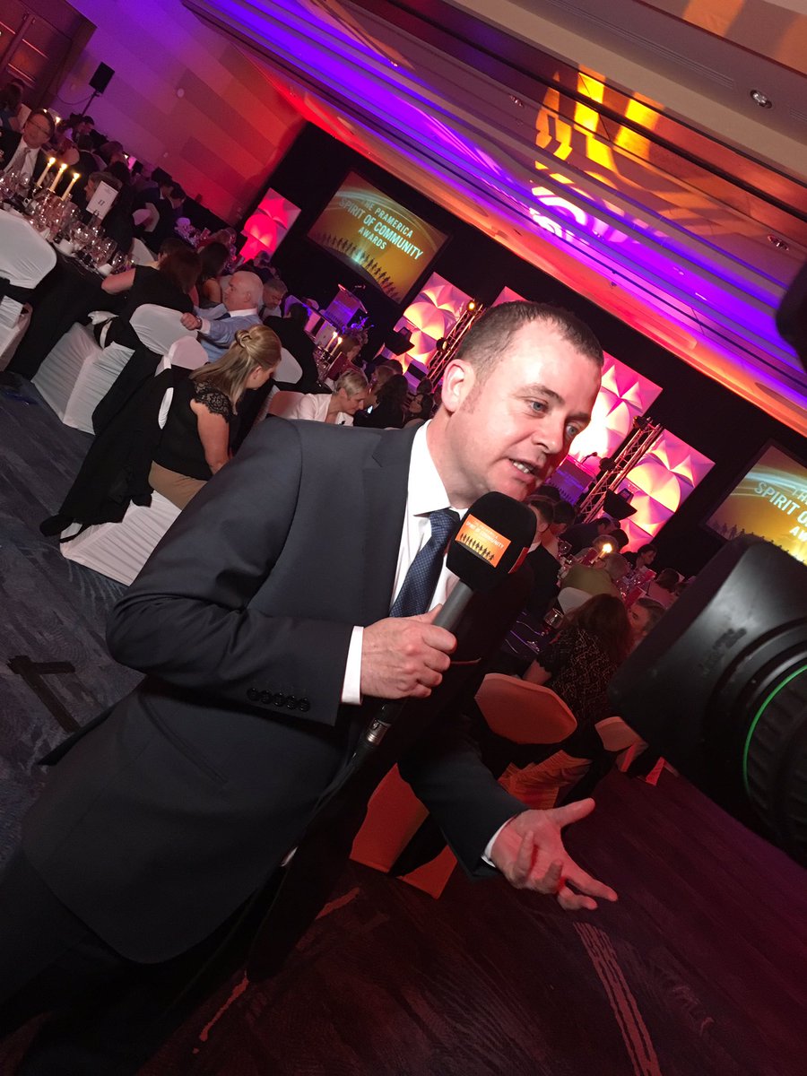 DonegalTV's tweet photo. DonegalTVs @wallacemedia With @HBanksPruPR filming at the #SOCAwards17 in Dublin @Pramerica_SOC https://t.co/EYxSTW29sj