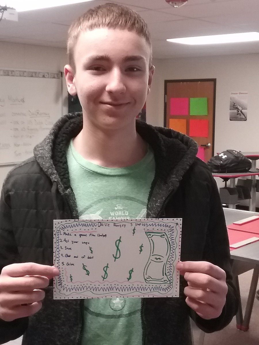 MHSCTSO's tweet photo. Money Matters students complete Dave Ramsey Wealth Is Weird program. Creating a 5-step takeaway item as a reminder. #mhsstrong https://t.co/5p28yurXbj