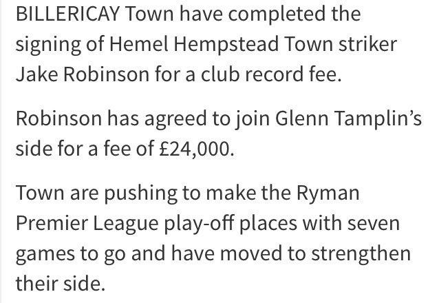 JimothyShondell's tweet photo. Billericay Town are spending like there's no tomorrow - first Jamie O'Hara joins Paul Konchesky, now this 🤔 💷💷 #NonLeague https://t.co/Yhao9QtovI