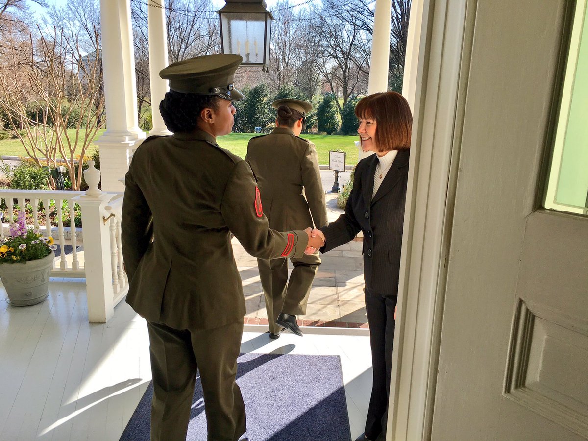 SecondLady45's tweet photo. Hosted a reception at the Vice President's Residence for some amazing service women. Thank you for your service!!! 🇺🇸#WomensHistoryMonth https://t.co/pI4sUxlMWD