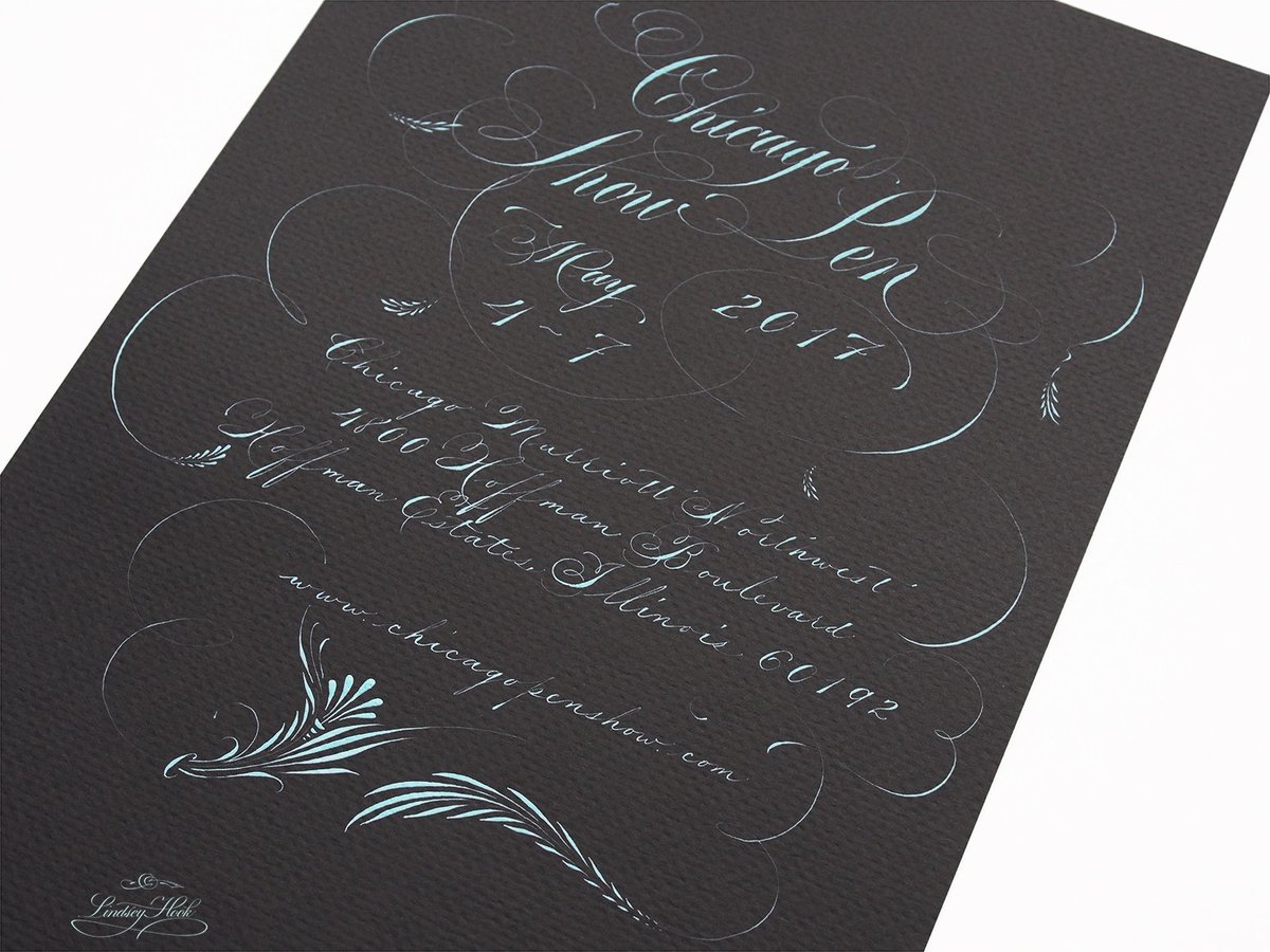chicagopenshow's tweet photo. Only 6 weeks to go &amp; here's your invite to the 2017 Chicago Pen Show from calligrapher @lindseyehook #chicagopenshow https://t.co/BNHmwOfiqa
