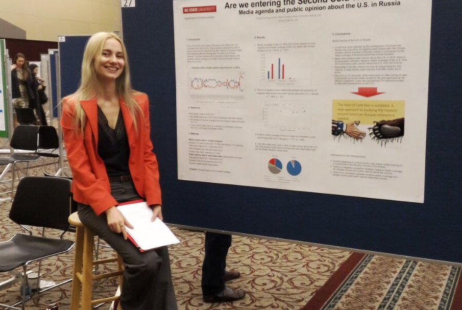 CONGRATS to M.S. in Com's Ekaterina Bogomoletc who placed third for best poster presentation <a href="/ncsugradschool/">NC State Graduate School</a> Research Symposium, Mar. 22!