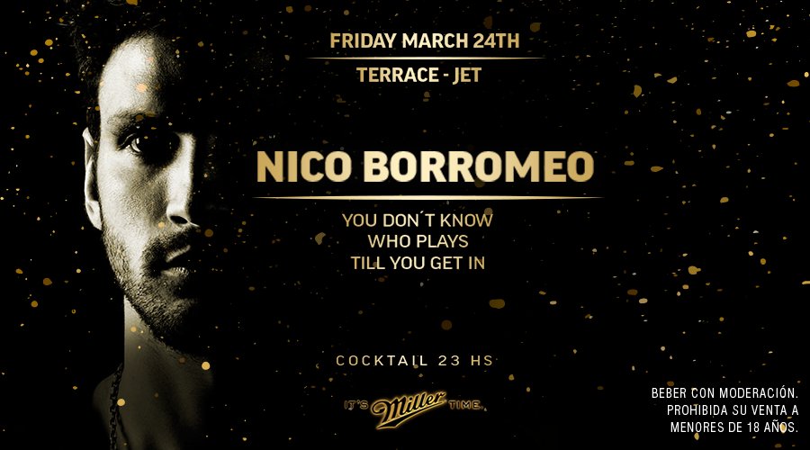 Despedimos a <a href="/MrBorromeo/">Nico Borromeo</a> con una fiesta imperdible. 
¿Querés saber cómo sigue el line up?
⚡ Vení a <a href="/jet_ba/">Jet Buenos Aires</a> y descubrilo. #ItsMillerTime