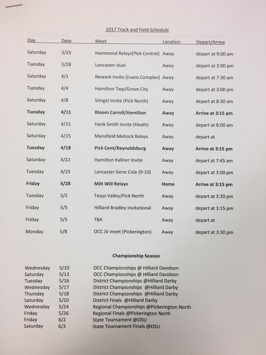 cwhstrack's tweet image. Season meet schedule!