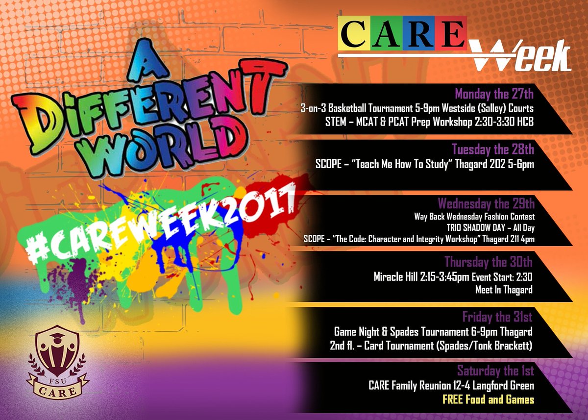 CARE_FSU's tweet photo. #CAREWeek2017 is coming! https://t.co/Mj3JVcv0Vi