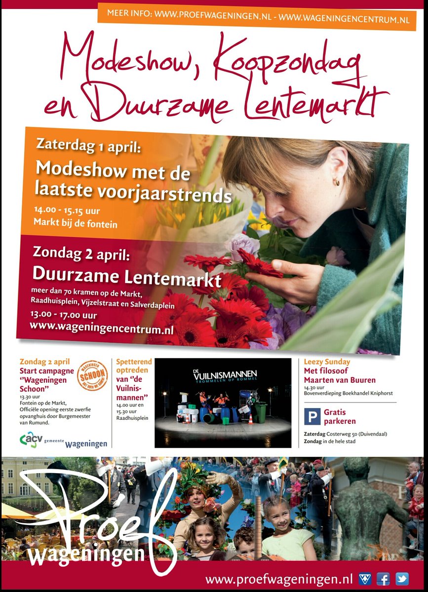 🌻🌺🌹🌱🐑🐣
<a href="/proefwageningen/">Proef Wageningen</a> proef de Lente in <a href="/wageningencity/">Wageningen Centrum</a> 
🌻🌺🌹🌱🐑🐣