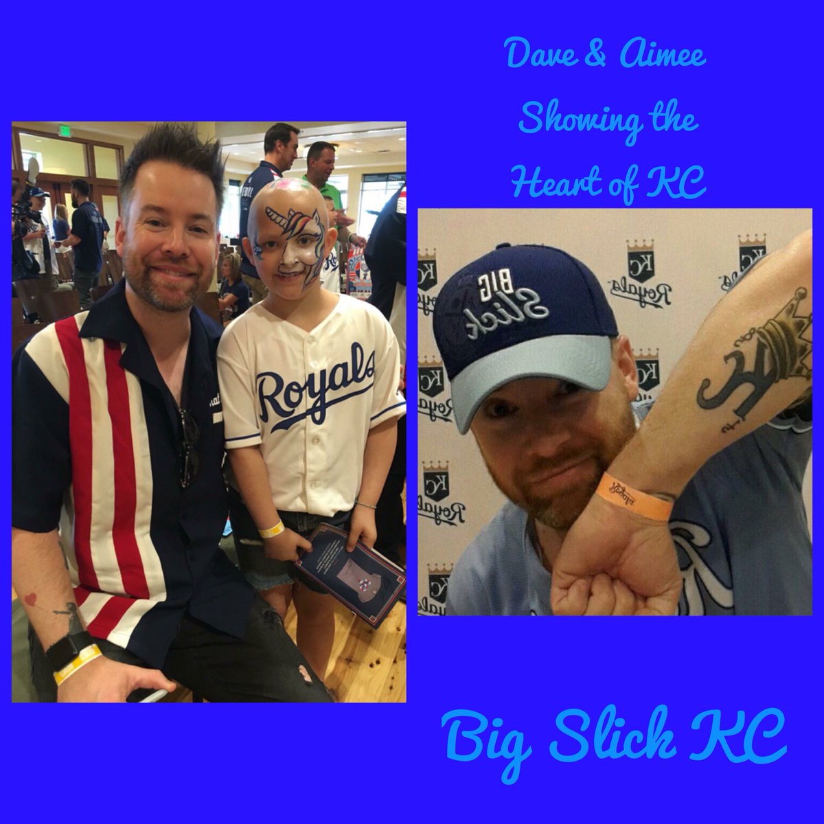 88olpgirl's tweet photo. @KC102Radio @thedavidcook @VooDooKC hometown boy showing his KC Pride with beautiful young lady💙Next time Aimee paints you Dave😌 #HeartOfKC https://t.co/nTBBErEqjN