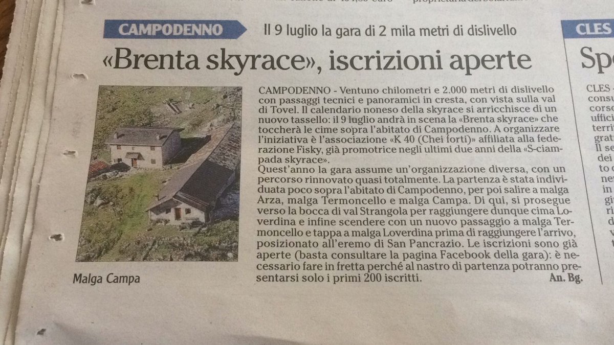 brentaskyrace's tweet photo. Iscrizioni già aperte per la skyrace del Brenta!! info su https://t.co/c4ADNodE80 https://t.co/rStU3aaj2F