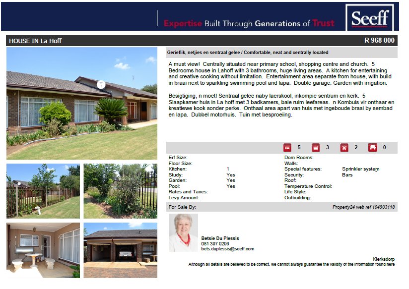 KldpSeeff's tweet image. Urgent sale, beautiful property just for u. Call Betsie today to view and buy this property today.