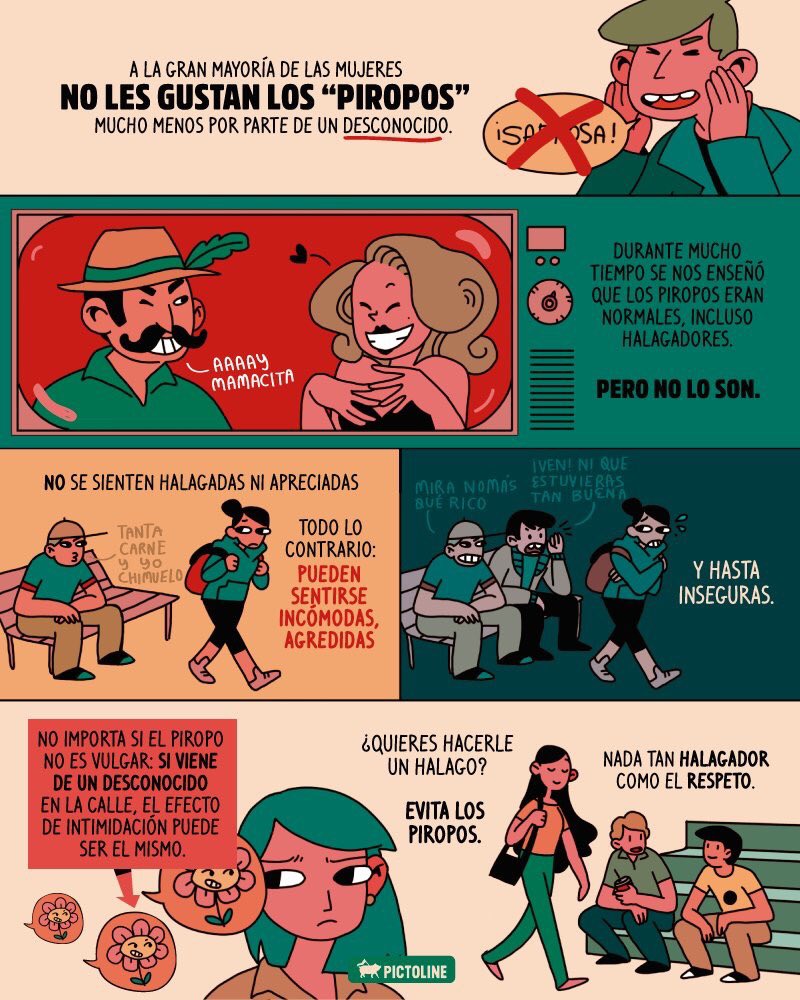 AbrazoAlCorazon's tweet photo. Si te gustan los piropos está bien pero aquellas que se sienten acosadas tienen derecho a denunciarlo y todos debemos respetar su decisión. https://t.co/sd4xTLoIyq