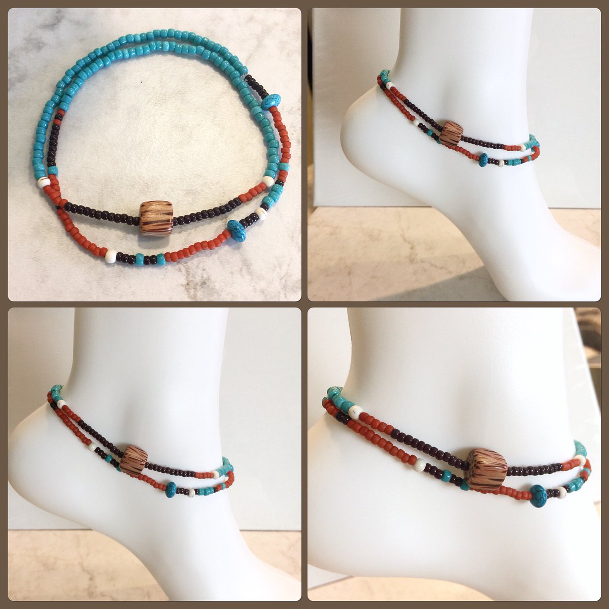 LunaByRachel's tweet photo. Wood &amp; turquoise with accent colors Wrap Anklet https://t.co/StppUo5QZB #wrapanklet #spring #coachella #springbreak #fashion #trending https://t.co/TiboAarbuW