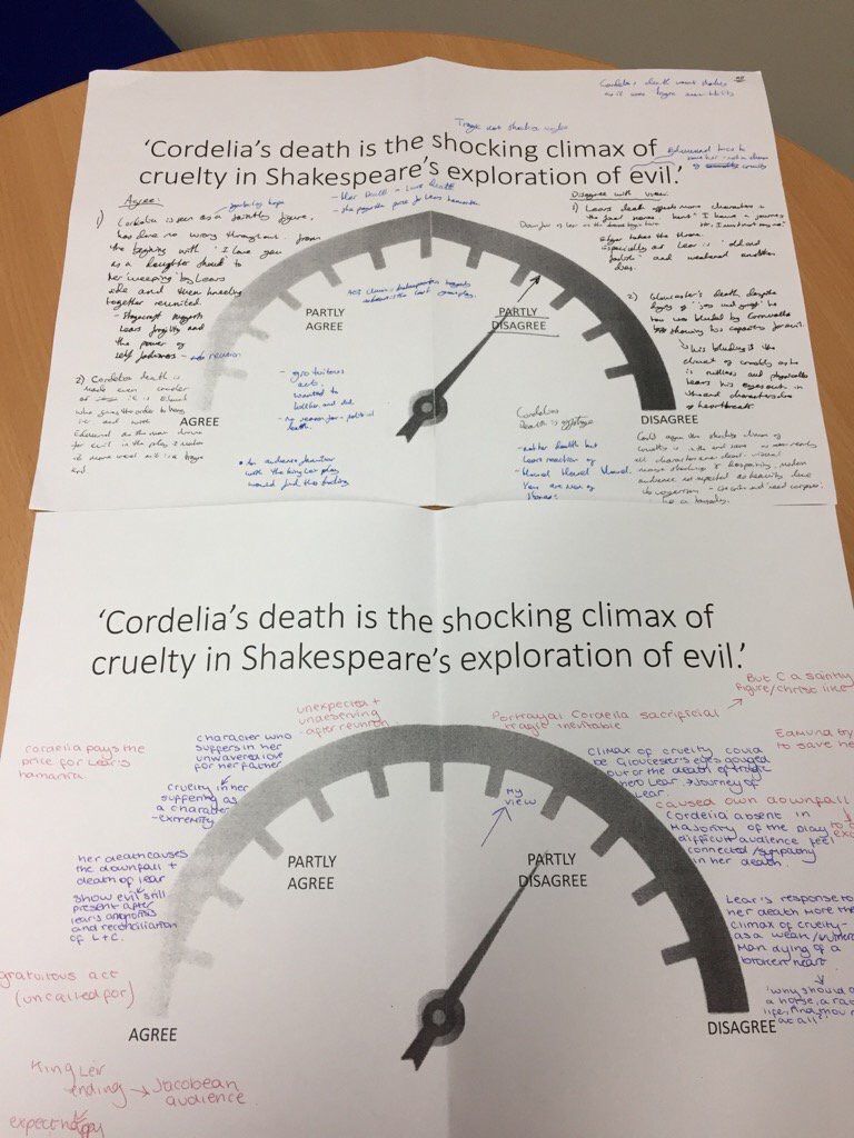 LessonToolbox's tweet photo. 'Agree-o-meter' to structure arguments on King Lear via @KingsmacEnglish

#aussieEd #ukedchat #engchat https://t.co/122BS1XebV