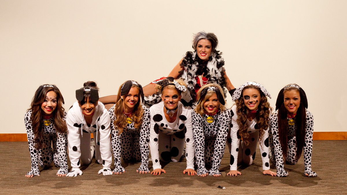 SeahawksDancers's tweet photo. Remember that time squad 1 dressed up as the 101 Dalmatians for Halloween? #NationalPuppyDay #TBT https://t.co/l1mvz7Lhgw