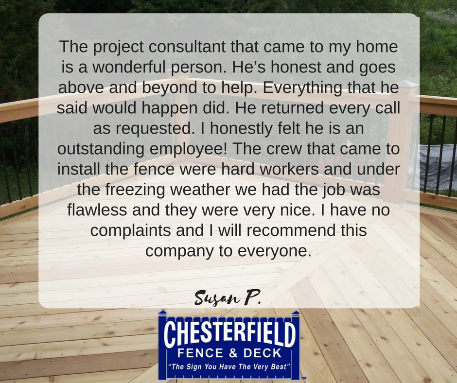 ChesterfieldFD's tweet photo. We strive to ensure that every customer has a wonderful experience! #fenceanddeck #patios #homeimprovement #homeenhancement #happycustomers https://t.co/WlYHmKZSrk