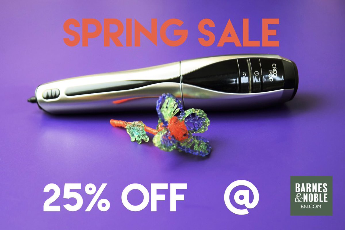 Hooray! Spring Sales at Barnes&amp;Noble! Hurry up and get CreoPop 3D Pen and Inks with 25% off! :) #creopop #3dprinting #3dpen #barnesandnoble
