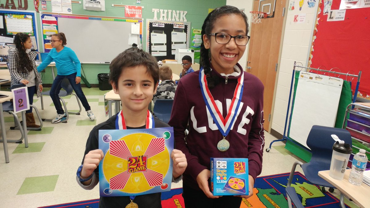 TheMrBroomeShow's tweet photo. Two of @LyonsMill 's finest winning the in-school 24 Game competition. Can't wait for the BCPS @24game tournament in May. @BCPSMATH https://t.co/lFXzTxnRb3