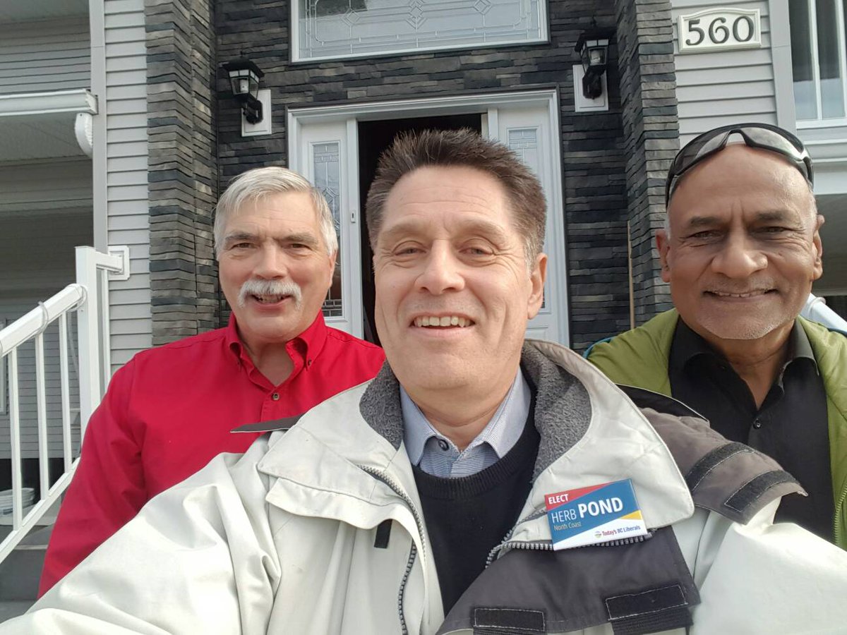 Door knocking with Bill Parmar in his neighbourhood.  Great conversations. Coming to your door soon. #princerupert #teambc2017
