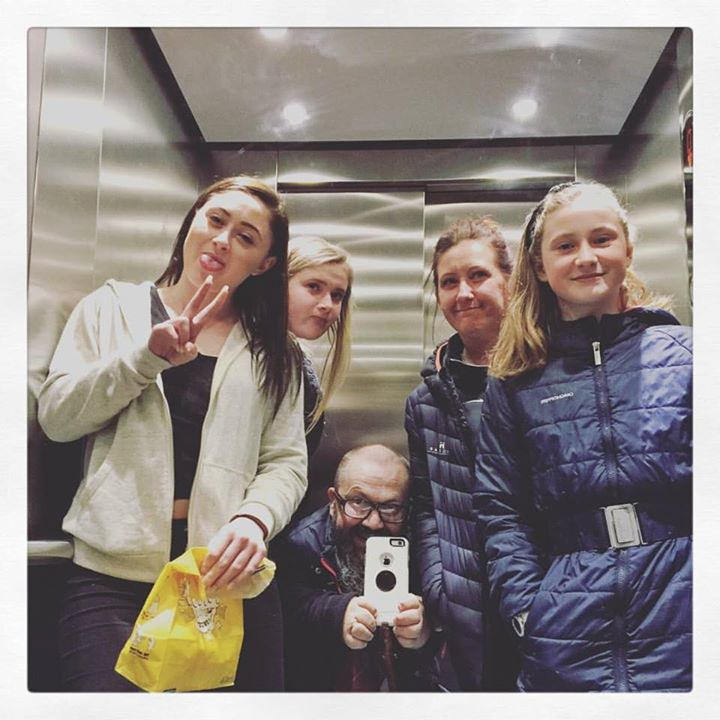 proutydwarf's tweet photo. Me, myself and my girls... "Tale as old as time"  #inalift #liftselfie #elevatorselfie #proutydwarflife #outnumbered https://t.co/iPcAs3qTwg