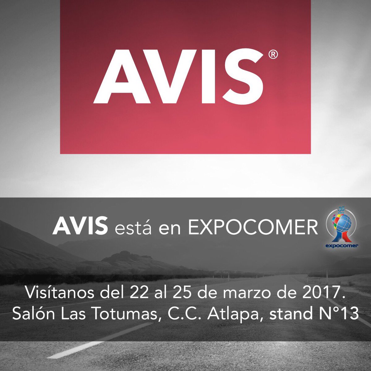 Única arrendadora en Expocomer Panamá 2017.  Visita nuestro stand No.13 y conoce nuestros Planes Corporativos. #Avis