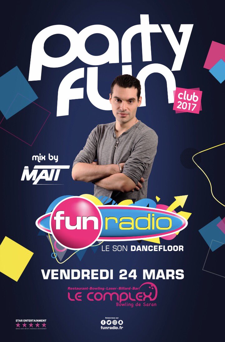 mattfunradio's tweet photo. #JeViensDeVousEnParler en direct sur #FunRadio ! Ce Vendredi on fait la teuf ensemble @LeComplexSaran près Orléans en mode @Party_Fun !!! https://t.co/Vi7CvRpydj