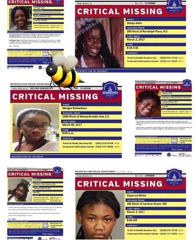 KalinaEnglehart's tweet photo. Praying all these women are found safe, look for them in the D.C. area ๐๐ฝโค #FindOurGirls #wheresthemediacoverage ?? https://t.co/C1uqIpgTZR