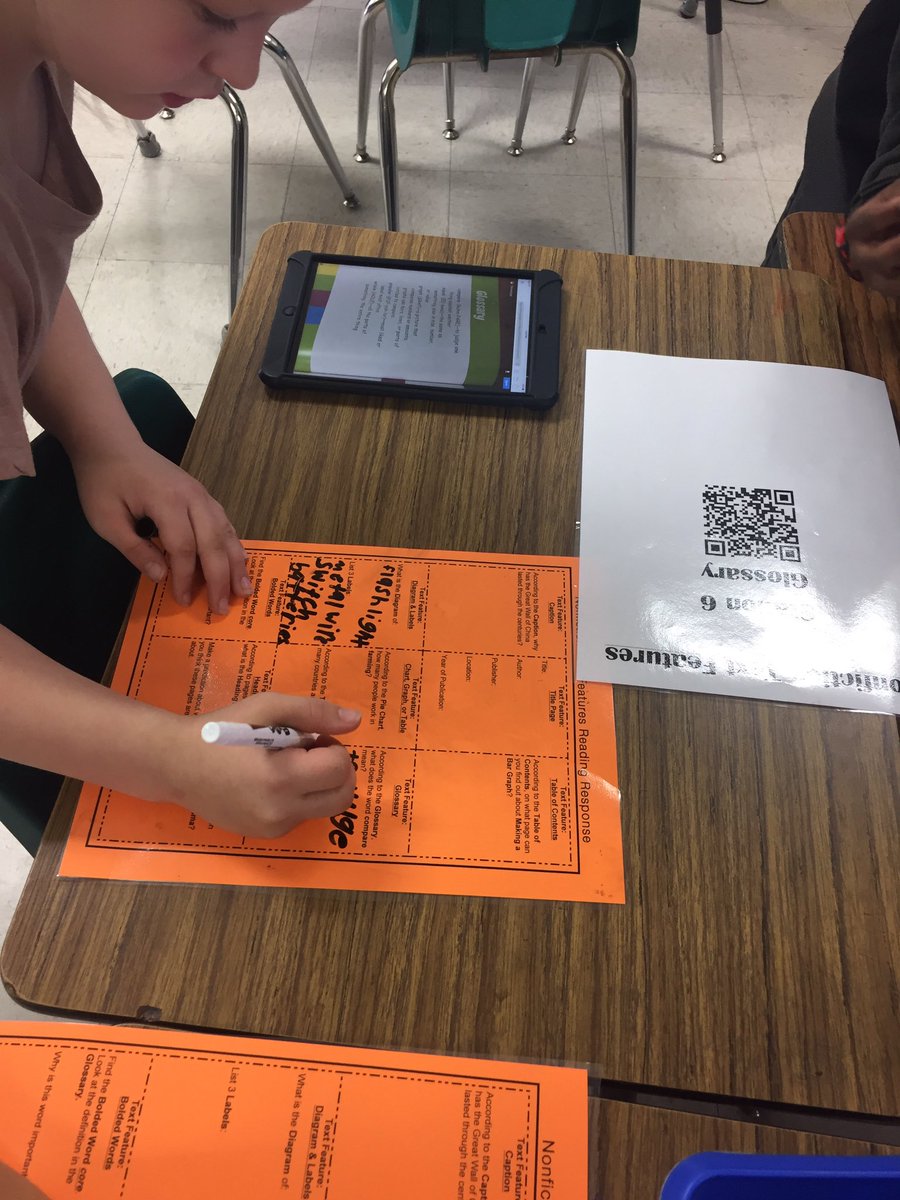 K_Luckenbaugh's tweet photo. QR stations for text features!  Students demonstrated how they help us to read nonfiction texts.  @Kbkpetty @ReneaKern  @SeabournElem https://t.co/o1RGtwx06p