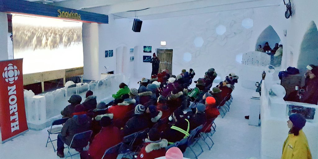 CBCNorth's tweet photo. Such an awesome turnout for our @cbc #TrueNorthCalling screening at #Snowking! Thanks so much for coming out #Yellowknife! 👐 https://t.co/3Uaz1Ojd9Y