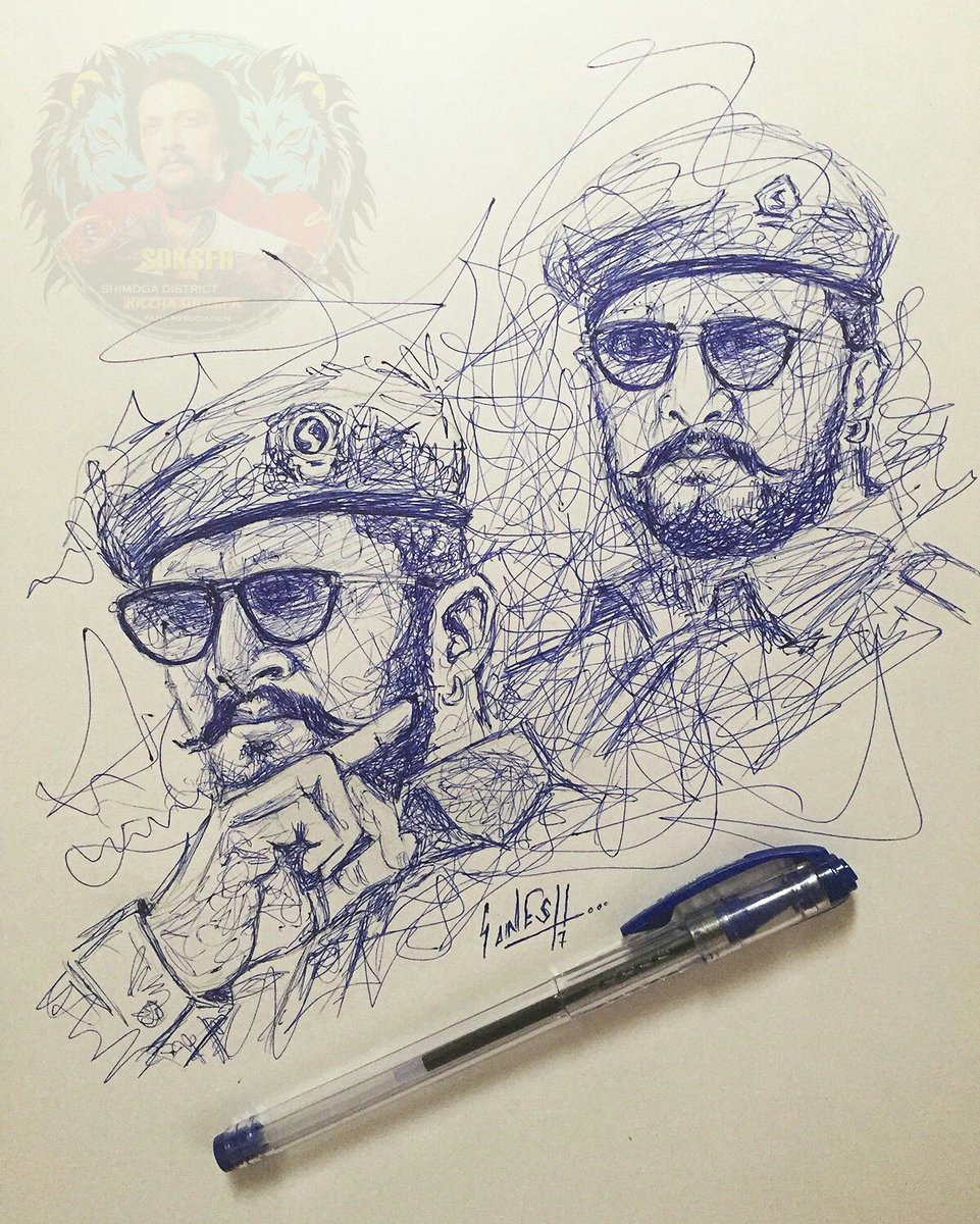 SDKSFA's tweet photo. #BlockBusterHitHebbuli rough sketch of @KicchaSudeep 
PC: @ganeshkhare https://t.co/T7qUIhKW72