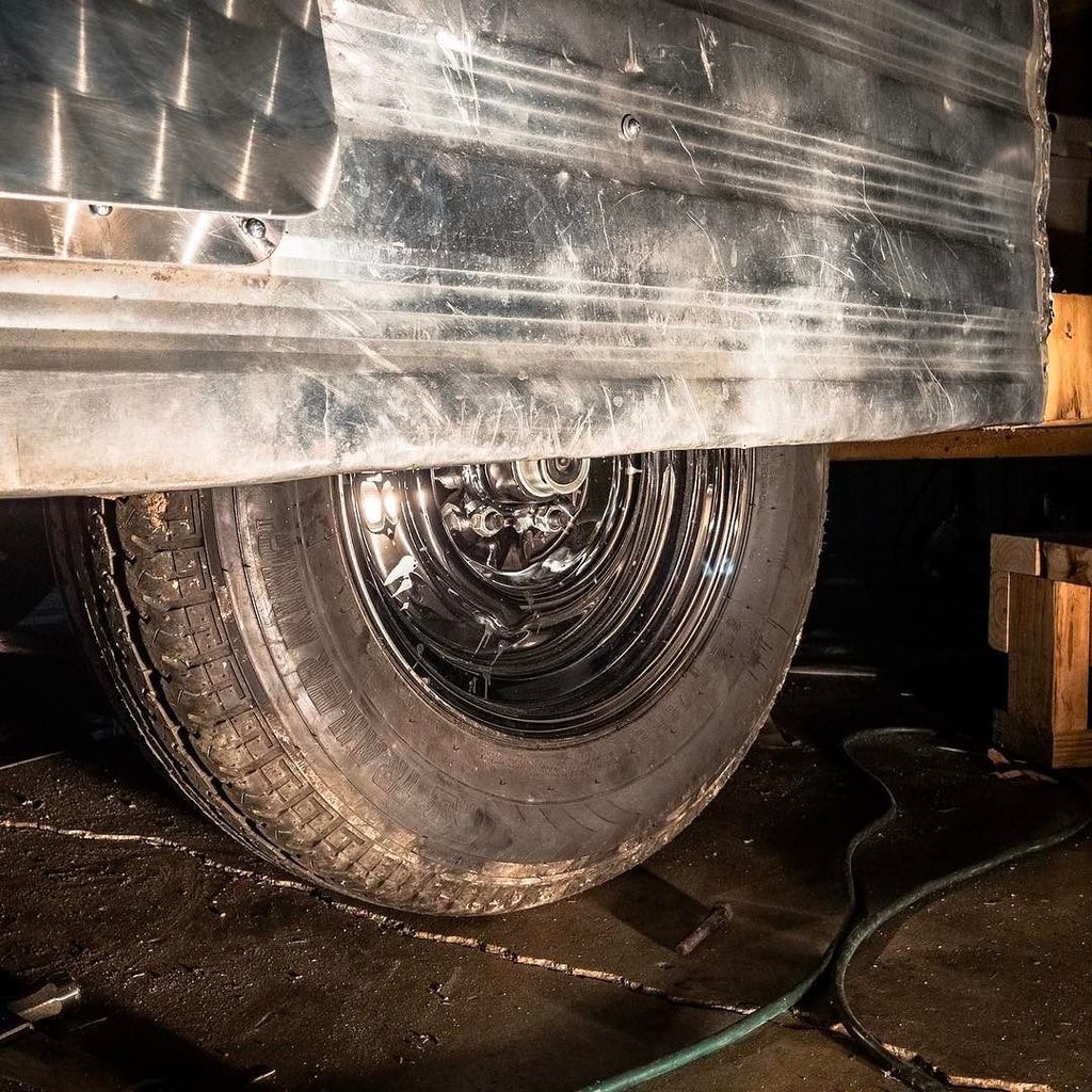 royboyprods's tweet photo. New axle with brakes installed, new #WheelSmith chrome wheels from @speedwaymotors install… https://t.co/UZ4ucUzYN6 https://t.co/hTP7uN8ZS9
