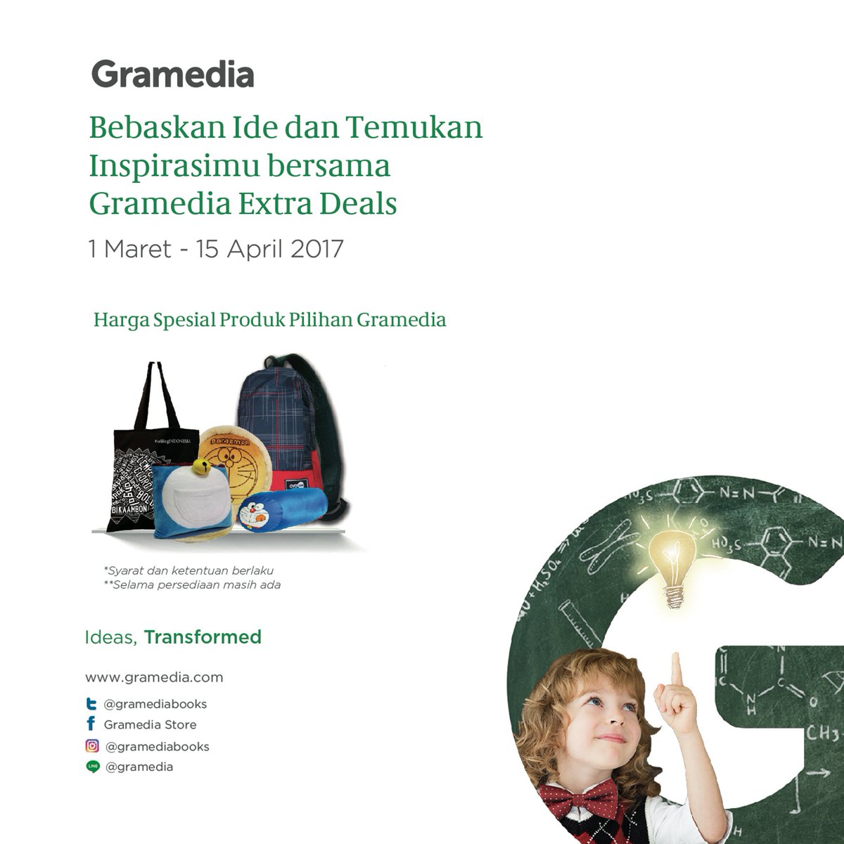 gramedia's tweet image. Bebaskan idemu dengan berbagai promo menarik dari Gramedia di bulan Maret ini #GramediaExtraDeals