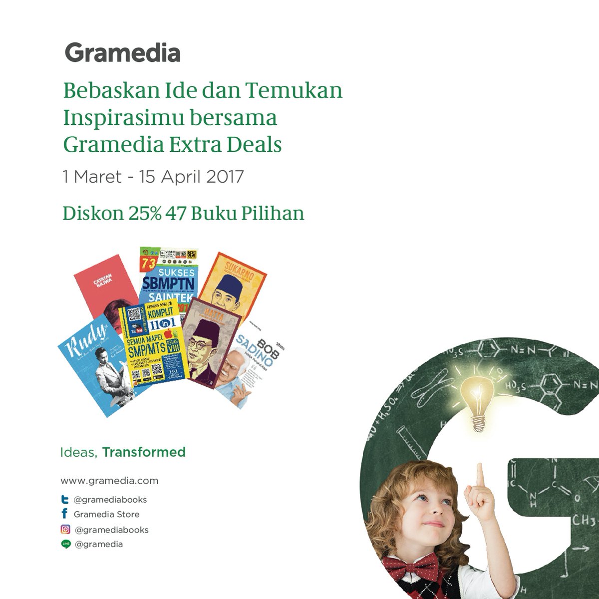 gramedia's tweet image. Bebaskan idemu dengan berbagai promo menarik dari Gramedia di bulan Maret ini #GramediaExtraDeals