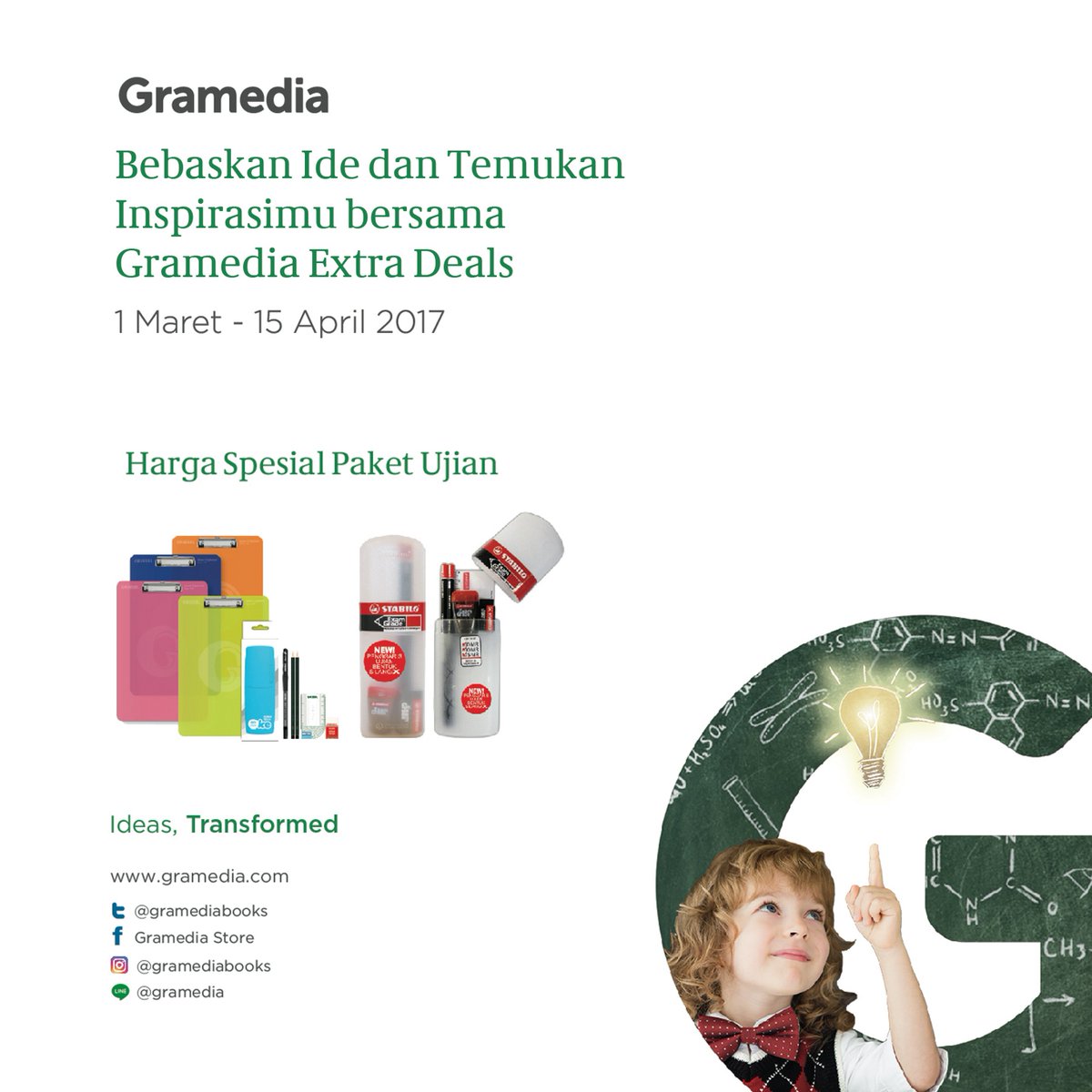 gramedia's tweet image. Bebaskan idemu dengan berbagai promo menarik dari Gramedia di bulan Maret ini #GramediaExtraDeals
