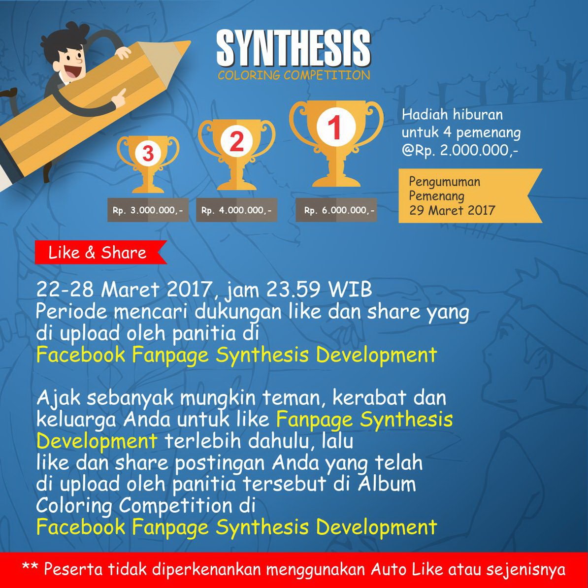Coloring Competition masuk periode like&amp;share. Ajak teman, kerabat dan keluarga Anda untuk like foto Anda di bit.ly/2n5B634