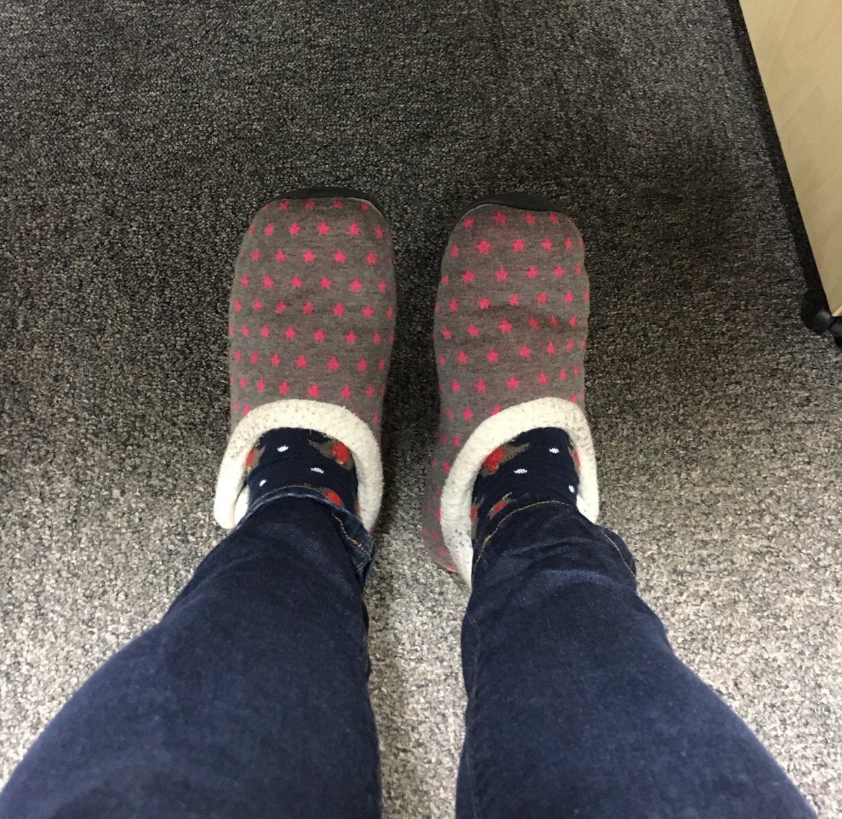 shogiebogie's tweet photo. Charity slipper day at work.. feels weird! 😍#slipperday @ClaireHutch22 https://t.co/KTNeNtLqEx