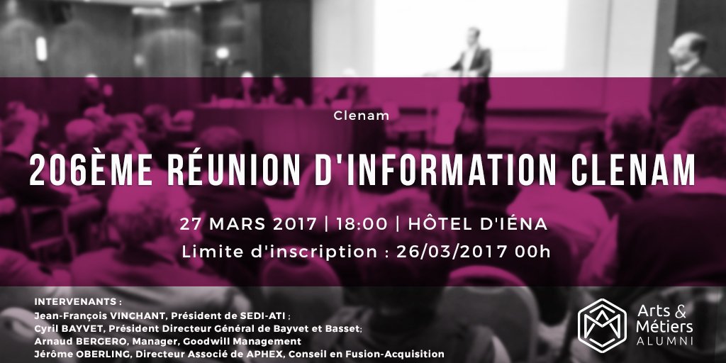 AM_Alumni's tweet image. #Entrepreneur #Reprise #Acquisition Conférence Arts et Métiers, inscription : arts-et-metiers.asso.fr/index.php/mani…
