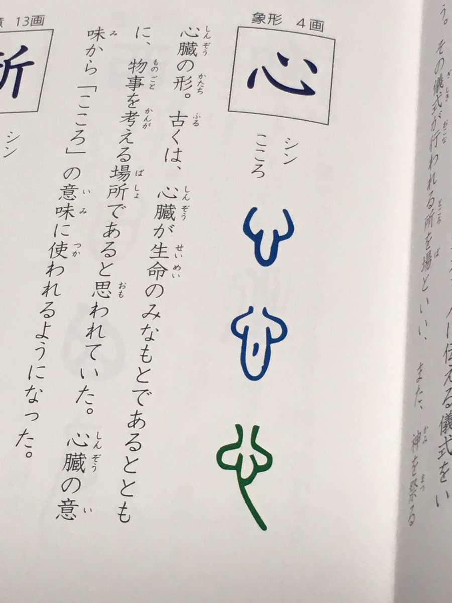 キヌべぇ 特大ベーコン駅 Twitterissa 今日見た本に載っていた 心という漢字の成り立ち