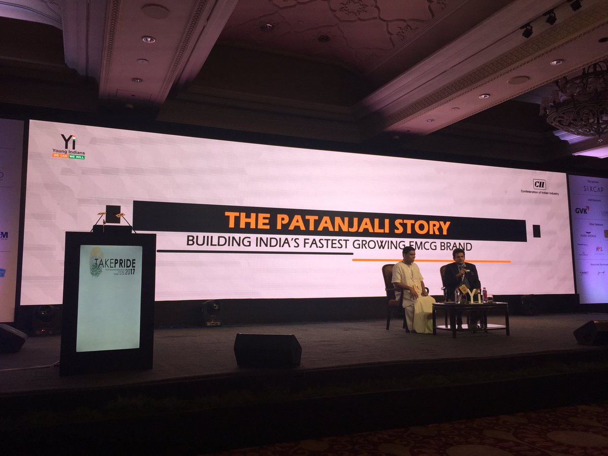 We have none other than Acharya Balkrishna, co-founder of the biggest success story of recent times, PATANJALI, now @ 13th #YiNationalSummit