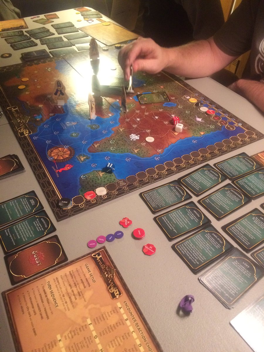 LoudBluePeg's tweet photo. Late night gaming #robbcon. Trickerion, Tales of Arabian Nights, and Forbidden Stars @BluePegPinkPeg https://t.co/7Jb7MsnQak