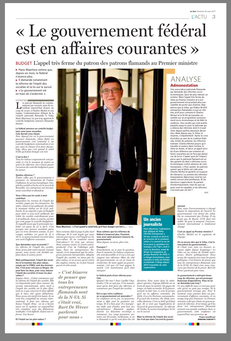 Tom_Demeyer's tweet image. Scherpe @VOKA_HMaertens in @lesoir met een dringende oproep om te hervormen "Het dak moet je herstellen als de zon schijnt"