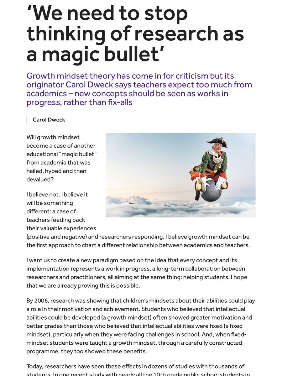 jon_severs's tweet photo. In today's new-look @tes: why we need to pay more attention to Early Years; Dweck defends Growth Mindset, says there are no "magic bullets" https://t.co/dOWf7sDshT