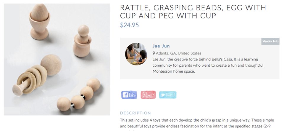 Calling all Montessori vendors! We are now up and running with a new feature. Check out our vendor bio section under each product listed!