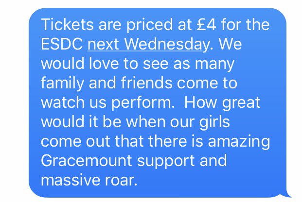 We need friends and family to support us next Wednesday. #wearegracemount