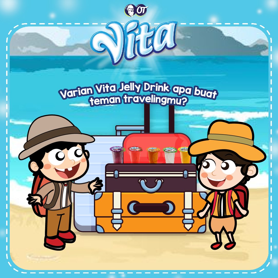 TemanVita's tweet photo. Ke manapun perginya, ngga lengkap nih kalo ngga bawa yg segar kayak Vita Jelly Drink! Kira-kira kamu bakal bawa varian apa aja? #Vitaventure https://t.co/Qi6mwSDnr3