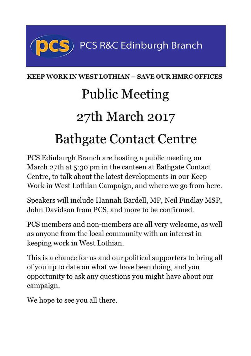 edinburghbranch's tweet photo. Delighted to announce @AConstanceSNP is supporting our #keepworkinwestlothian campaign meeting @ 5.30pm on Monday in Pyramids Business Park. https://t.co/plNcdHNLUV