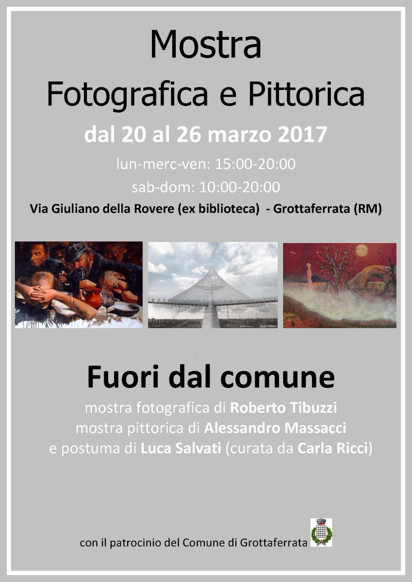 RobertoTibuzzi's tweet photo. Mostra fotografica e pittorica a Grottaferrata (RM) fino a domenica , non mancate! #grottaferrata #fotografia #pittura #castelliromani #roma https://t.co/VDfJMidSfq