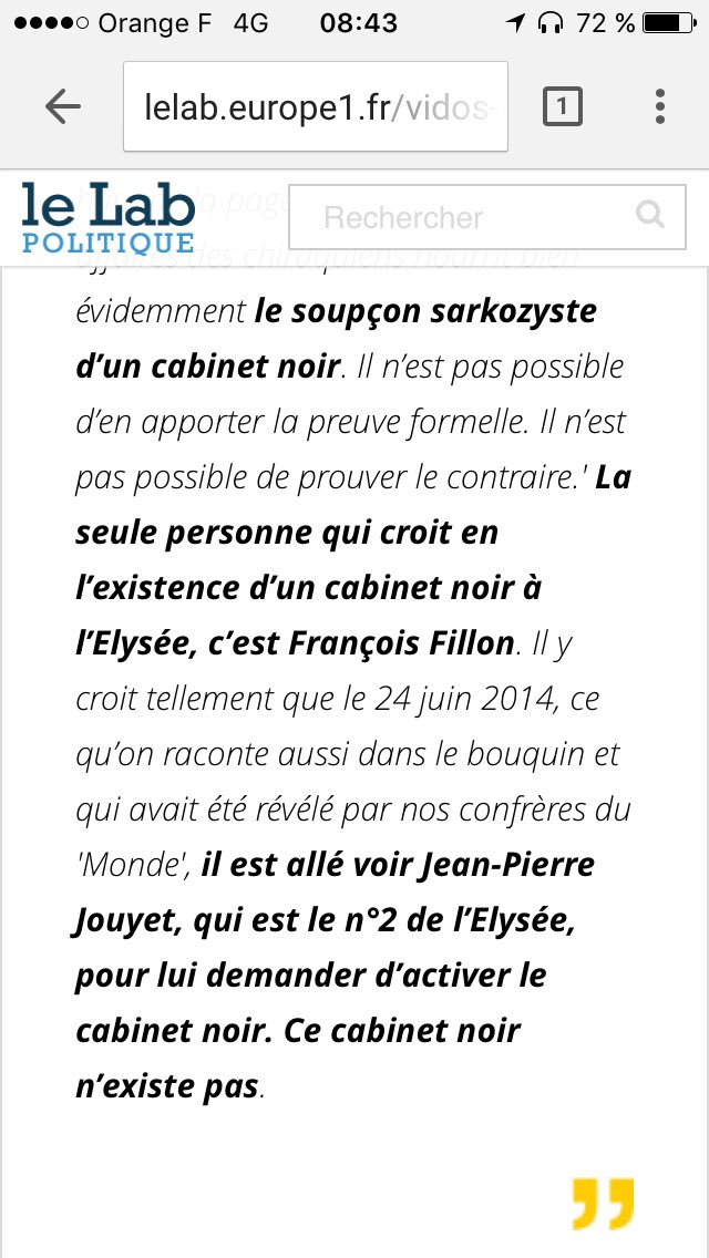 Je crois tellement au #CabinetNoir que j'ai demandé à Jouyet de s'occuper de Nicolas Sarkozy! #BienvenuePlaceBeauvau
