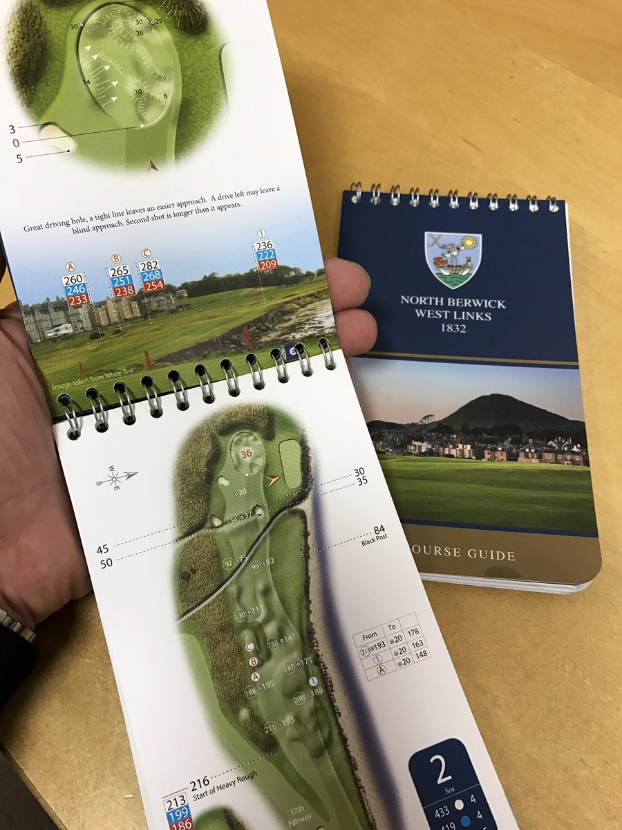 First glimpse of new #golfcourseguides for @thelinksshop @NorthBerwickGol arriving any day now! #northberwickgolfclub #yardagebook